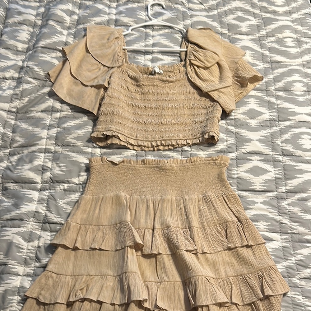 Free the Roses Tan Skater Mini Skirt Resort Wear
